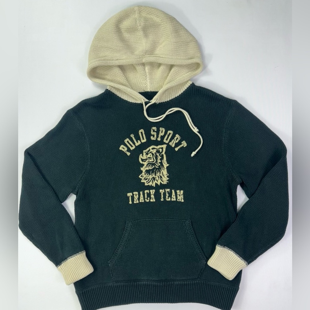 Men’s Vintage polo sport Ralph lauren track team knit hoodie size L